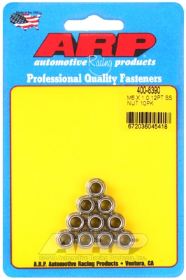 2BC10F01-65FB-D19C-3294-BC13A1403603 ARP M6 X 1.00 (M8 wr) SS 12pt nut kit - Image 1