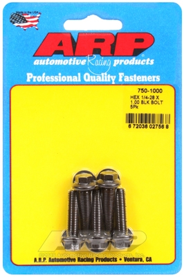 54F0E4EE-ADD2-4B91-E33C-5769D8D12E4B "1/4""-28 x 1.000 hex black oxide bolts" (5pcs) - Image 1