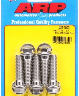 "7/16""-14 X 1.500 hex 1/2 wrenching SS bolts" (5pcs)