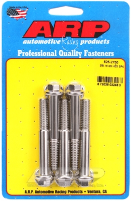67155203-8782-120D-E4CF-BF7615EE2CE5 "3/8""-16 x 2.750 hex 7/16 wrenching SS bolts" (5pcs) - Image 1