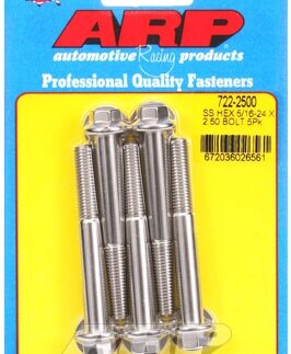 "5/16""-24 x 2.500 hex SS bolts" (5pcs)