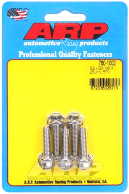A435B169-BD8F-81B2-8198-3F532A8E78BE M6 x 1.00 x 25 hex SS bolts (5pcs) - Image 1