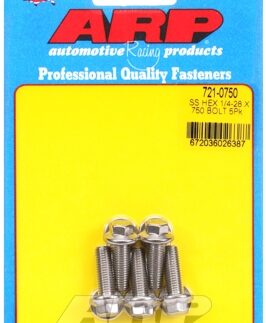 "1/4""-28 x .750 hex SS bolts" (5pcs)