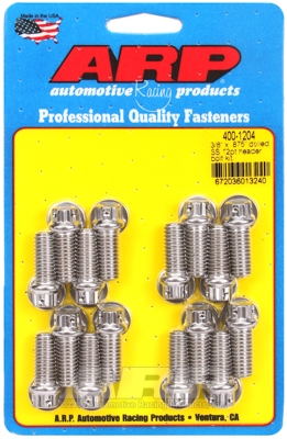 "3/8"" x .875 drilled SS 12pt header bolt kit"