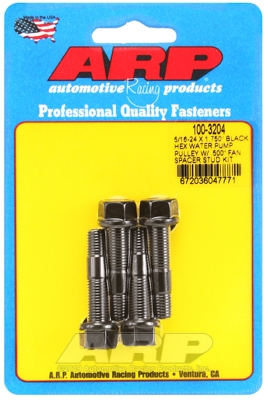 FF4DE788-F71E-6A77-95B2-D2F5533A29D2 ARP 5/16-24x1.750 black hex WP pulley w/.500" fan spcr stud - Image 1